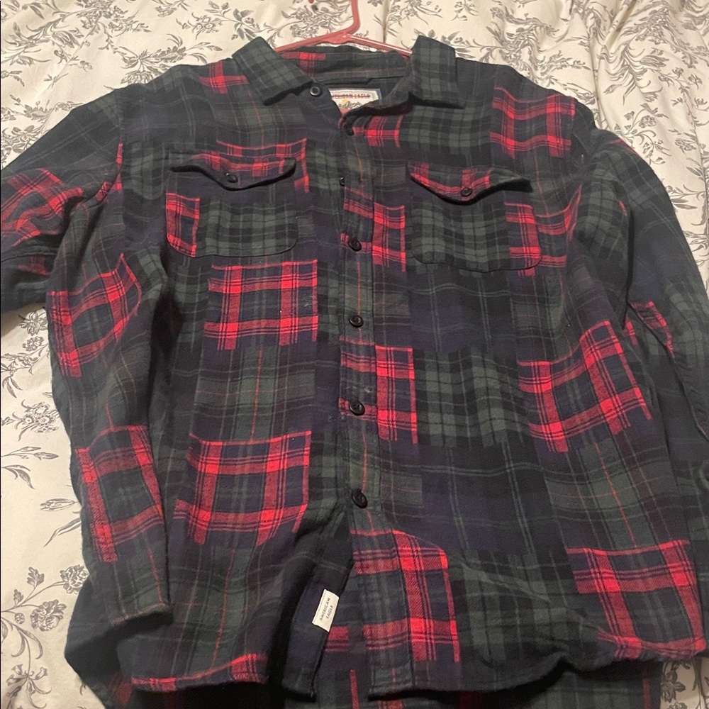American Eagle Outfitters Red and Green Plaid Shirt